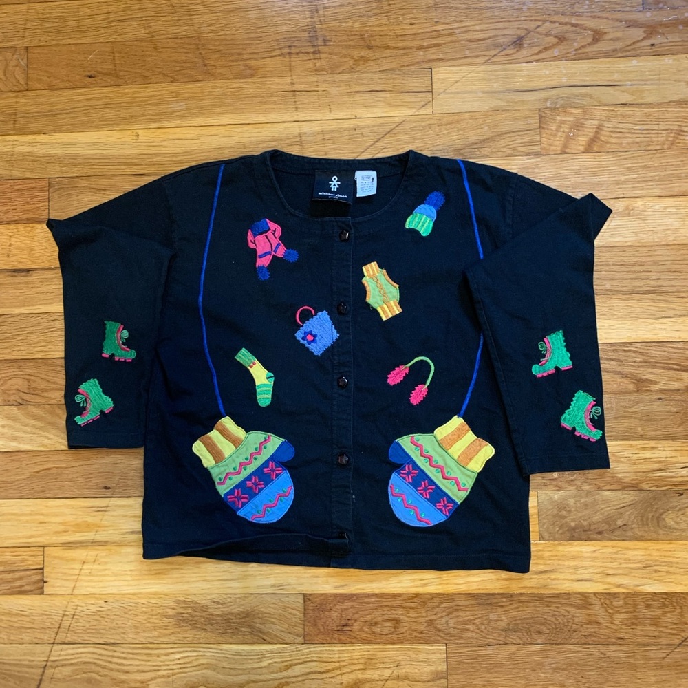 Vintage Michael Simon embroidered cardigan girls size 12-14